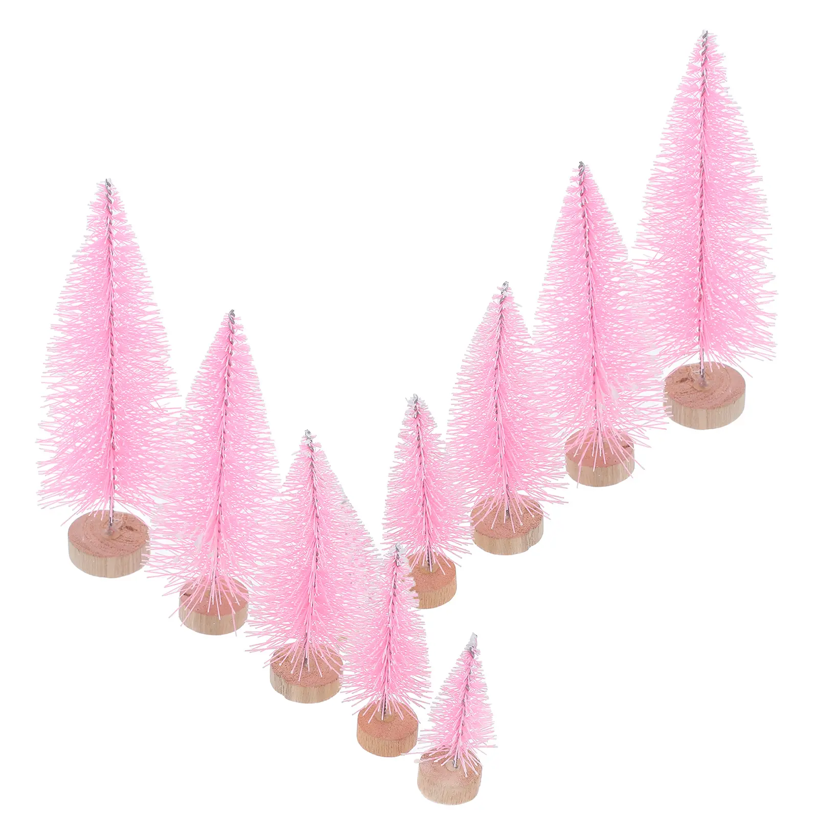 10pcs Mini Christmas Tree Wooden Decorations Desktop Holiday Ornaments Lifelike Pine Tree Crafts Small Xmas Table Gifts