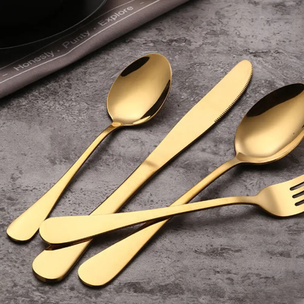 24pcs Stainless Steel Cutlery Set Rust Resistant Knife Fork Spoon Dishwasher Safe Modern Design for Daily