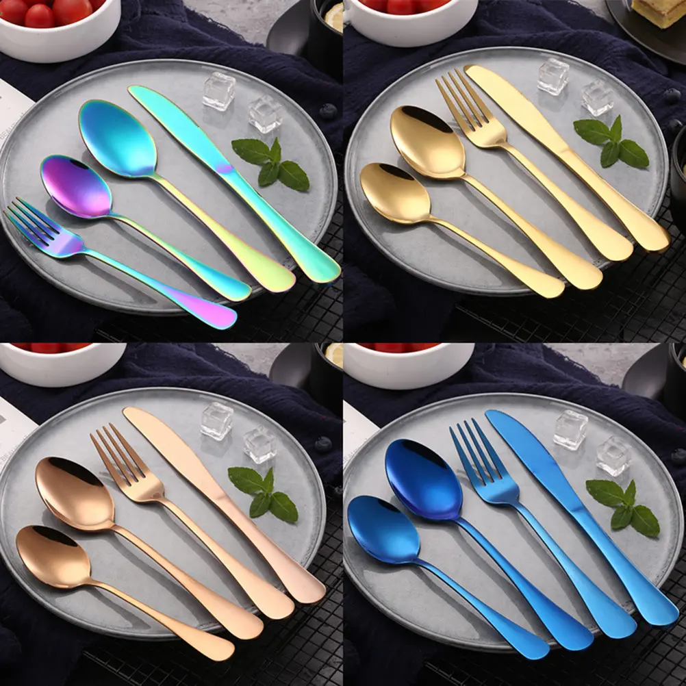 24pcs Stainless Steel Cutlery Set Rust Resistant Knife Fork Spoon Dishwasher Safe Modern Design for Daily