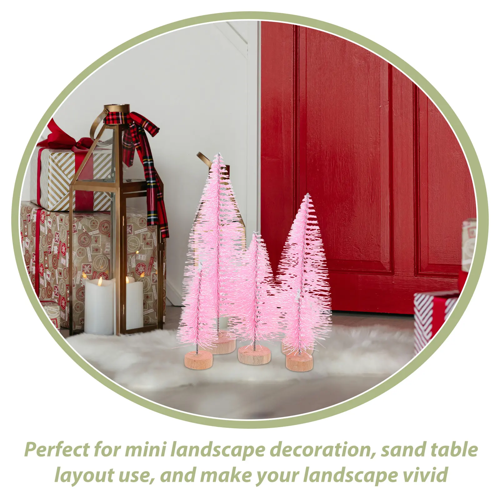 10pcs Mini Christmas Tree Wooden Decorations Desktop Holiday Ornaments Lifelike Pine Tree Crafts Small Xmas Table Gifts