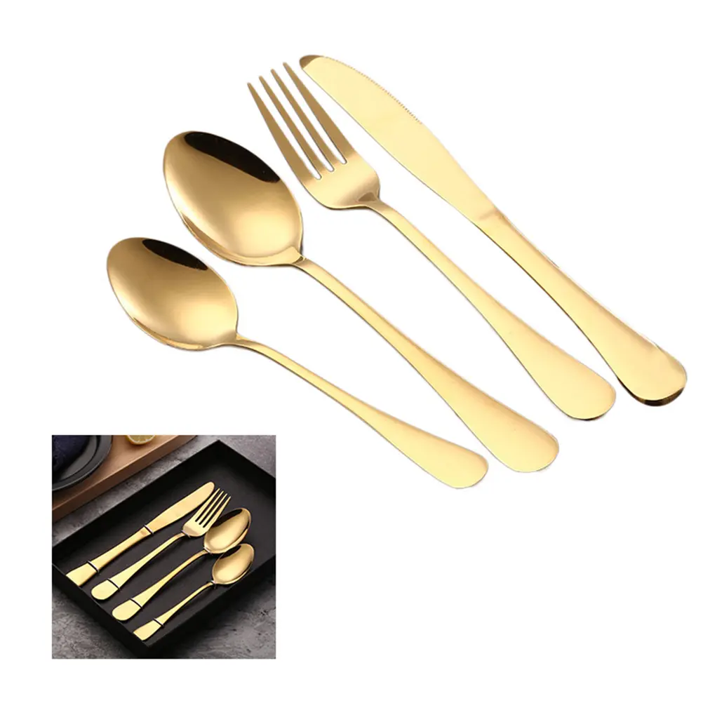 24pcs Stainless Steel Cutlery Set Rust Resistant Knife Fork Spoon Dishwasher Safe Modern Design for Daily