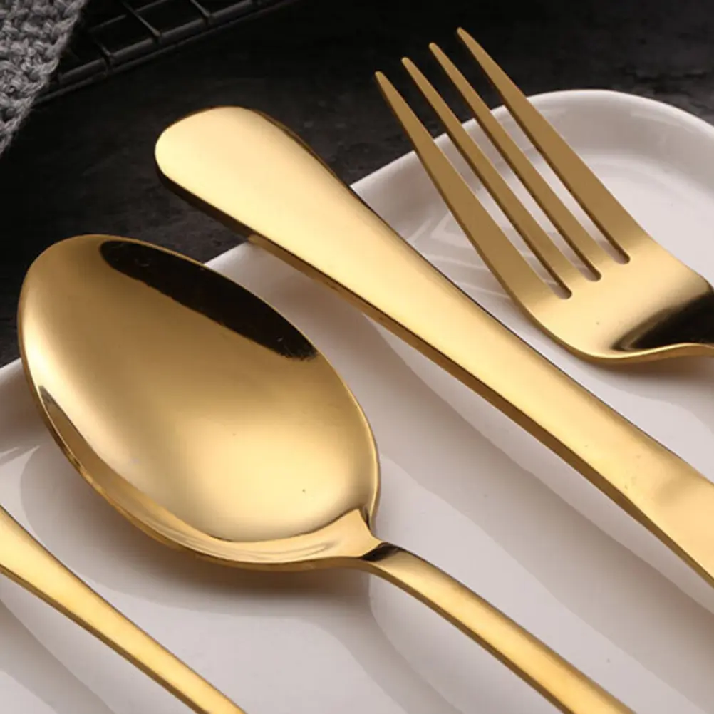 24pcs Stainless Steel Cutlery Set Rust Resistant Knife Fork Spoon Dishwasher Safe Modern Design for Daily