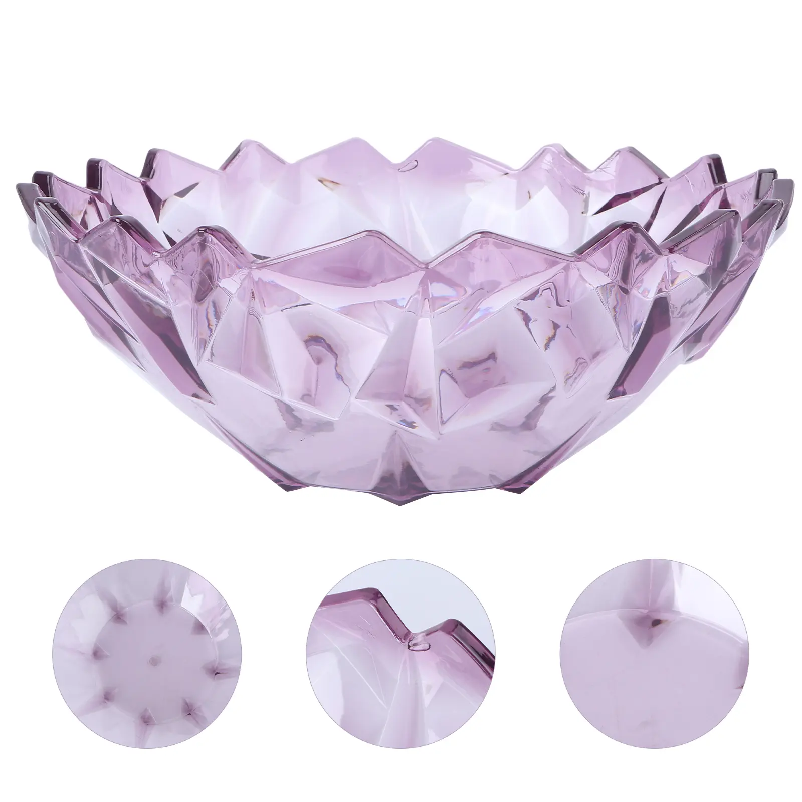 Plastic Snack Tray Fruit Dish Transparent Storage Container Party Serving Tray Creative Candy Plate Purple Diamond Shape