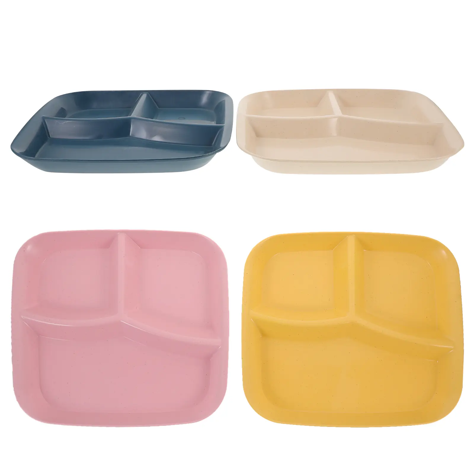 4pcs Three Section Divided Plates Compact Portion Dinner Food Tray PP Material Safe Kitchen Restaurant Banquet Party