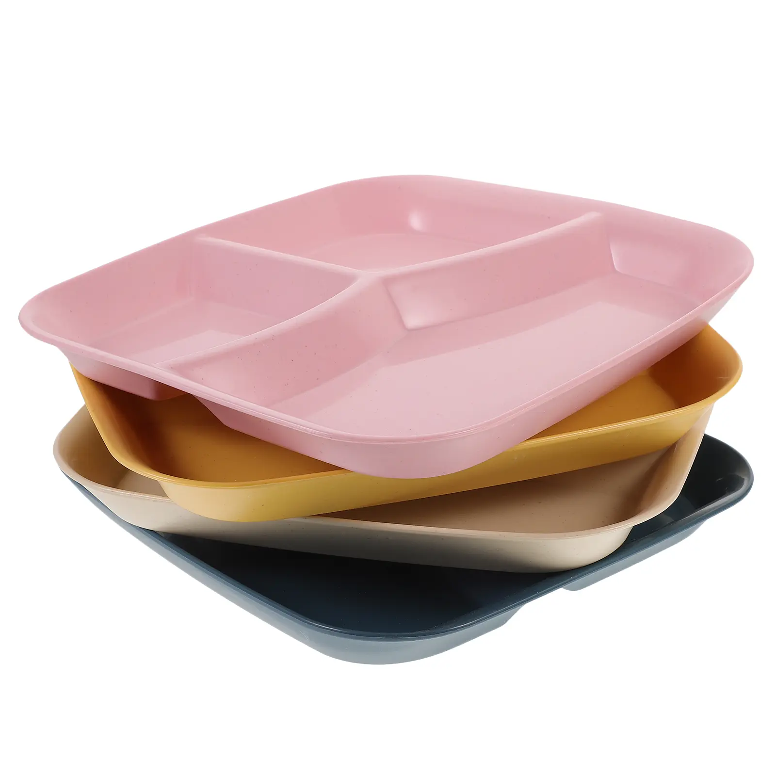 4pcs Three Section Divided Plates Compact Portion Dinner Food Tray PP Material Safe Kitchen Restaurant Banquet Party