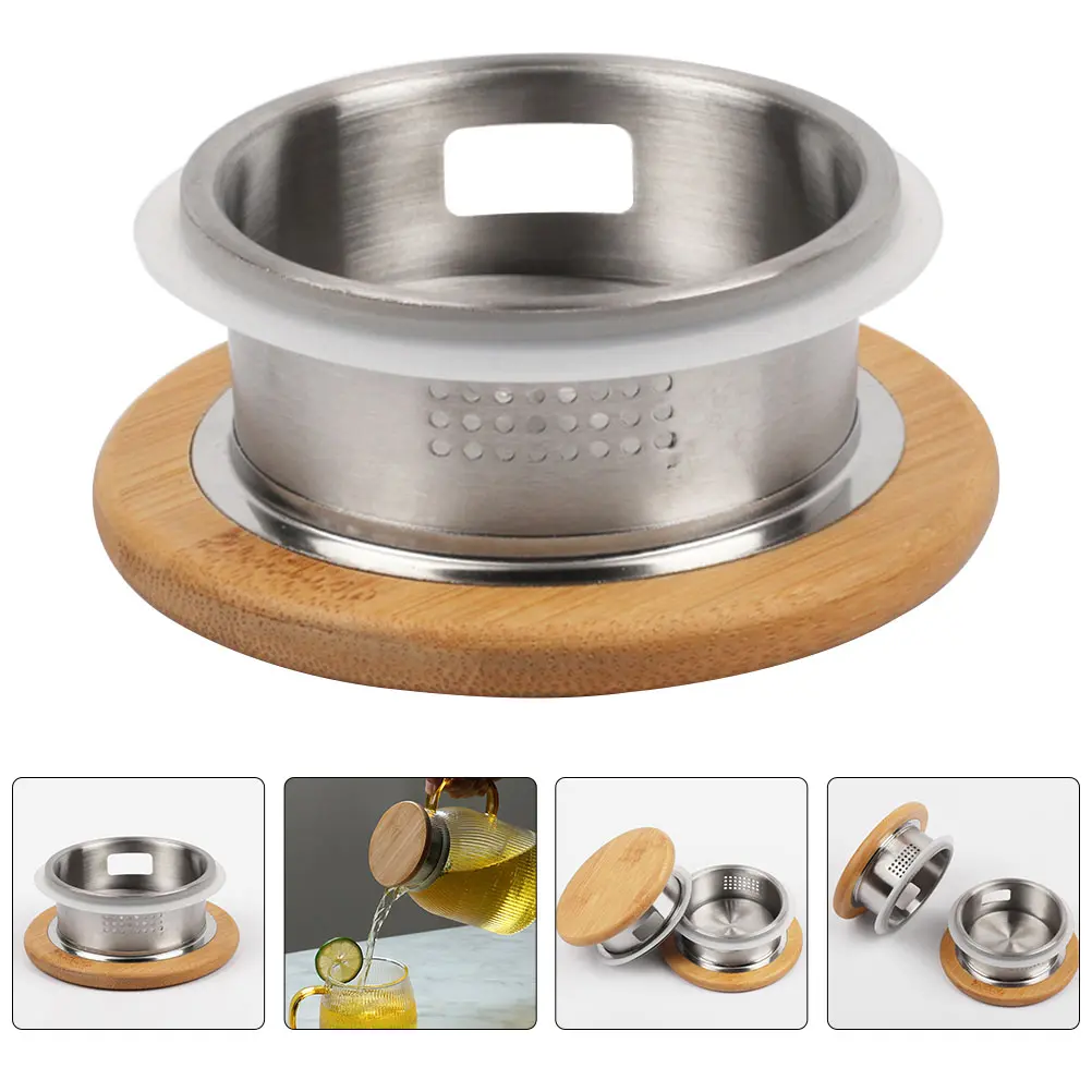 Stainless Steel Replacement Lid for Glass Pitcher Water Bottle Double Outlet Filter Cover Tea Strainer Jug Lid