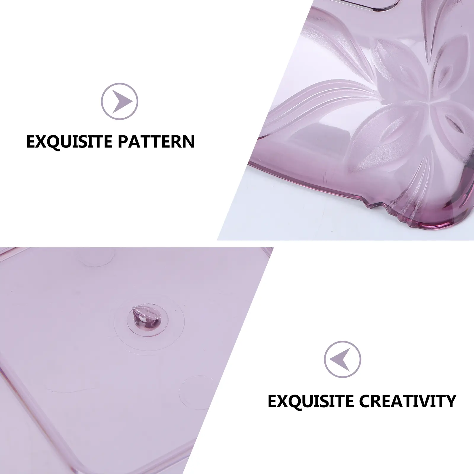 Plastic Snack Tray Fruit Dish Transparent Storage Container Party Serving Tray Creative Candy Plate Purple Diamond Shape