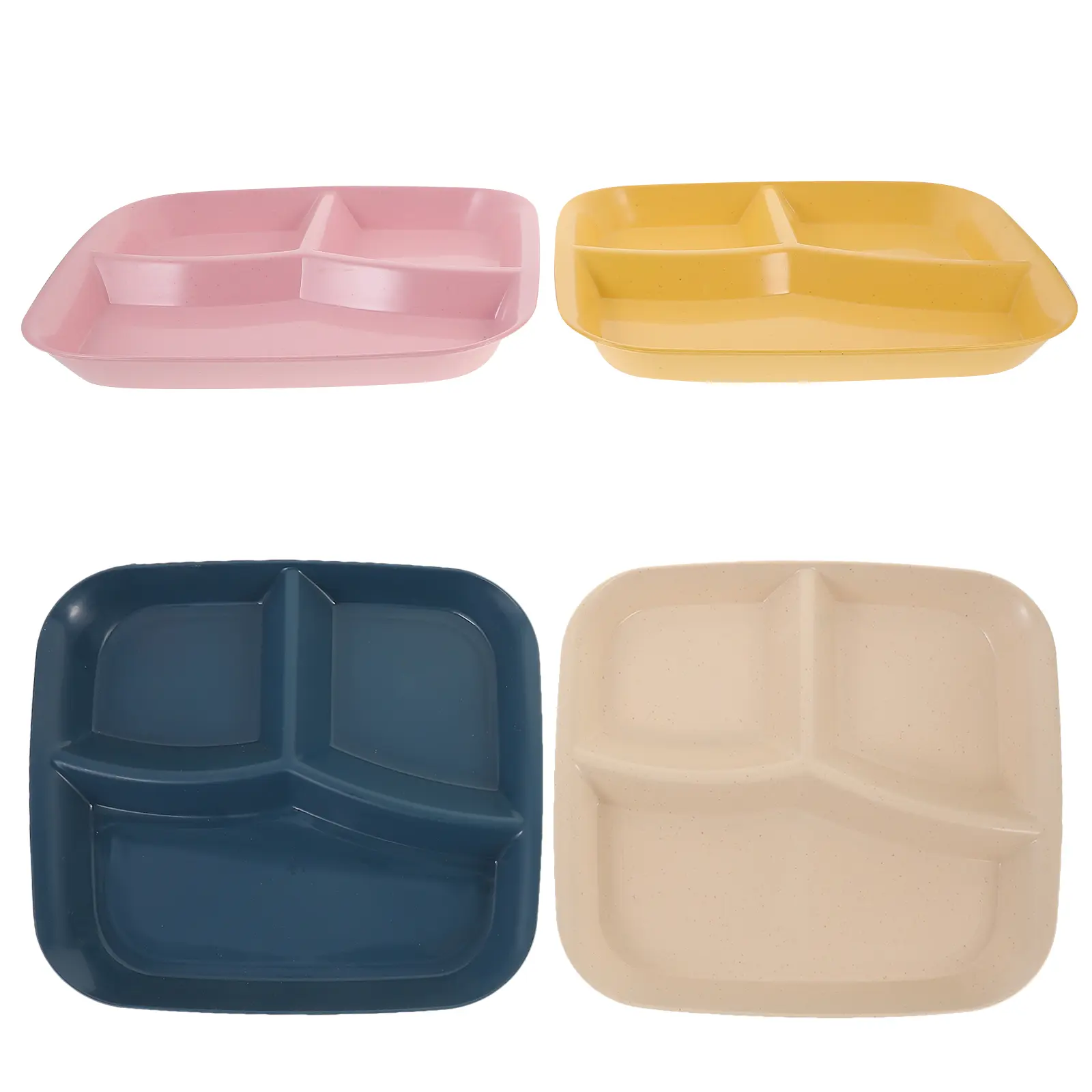 4pcs Three Section Divided Plates Compact Portion Dinner Food Tray PP Material Safe Kitchen Restaurant Banquet Party