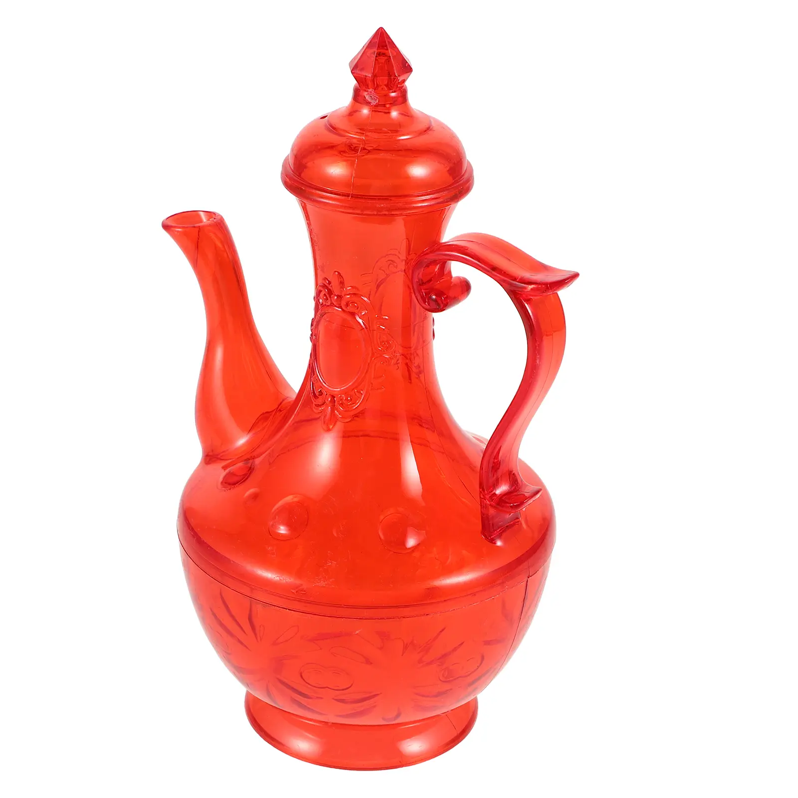 Red Translucent Holy Water Cup Offering Decorative Pot Reusable Plastic Material Ideal for Temple Rituals