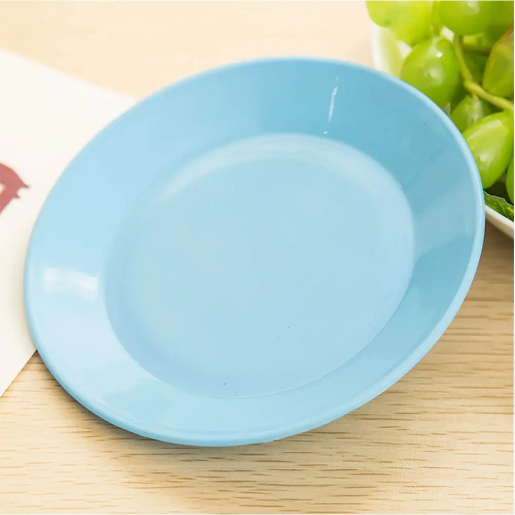 5 Pcs 13CM Round Flat Plates Plastic Dessert Appetizer Plates Snack Fruit Candy Nut Trays (Random Color)