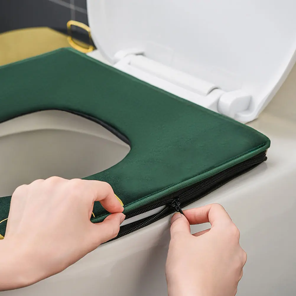 Waterproof Toilet Seat Cushion Green Cover Skid Proof Pads Home Mat Durable Elastic Stretch Bathroom Non Slip Pad Comfortable