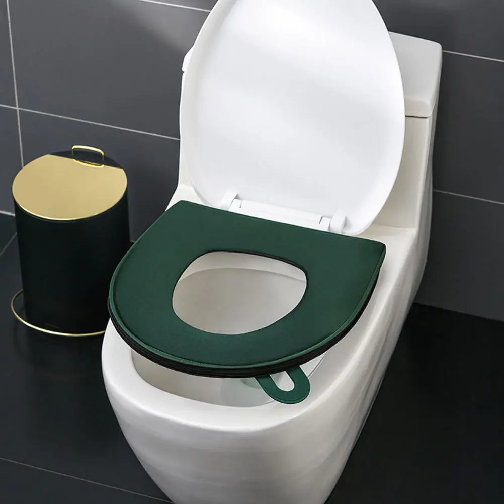 Waterproof Toilet Seat Cushion Green Cover Skid Proof Pads Home Mat Durable Elastic Stretch Bathroom Non Slip Pad Comfortable