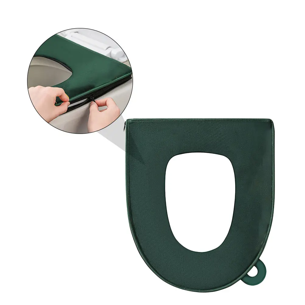 Waterproof Toilet Seat Cushion Green Cover Skid Proof Pads Home Mat Durable Elastic Stretch Bathroom Non Slip Pad Comfortable