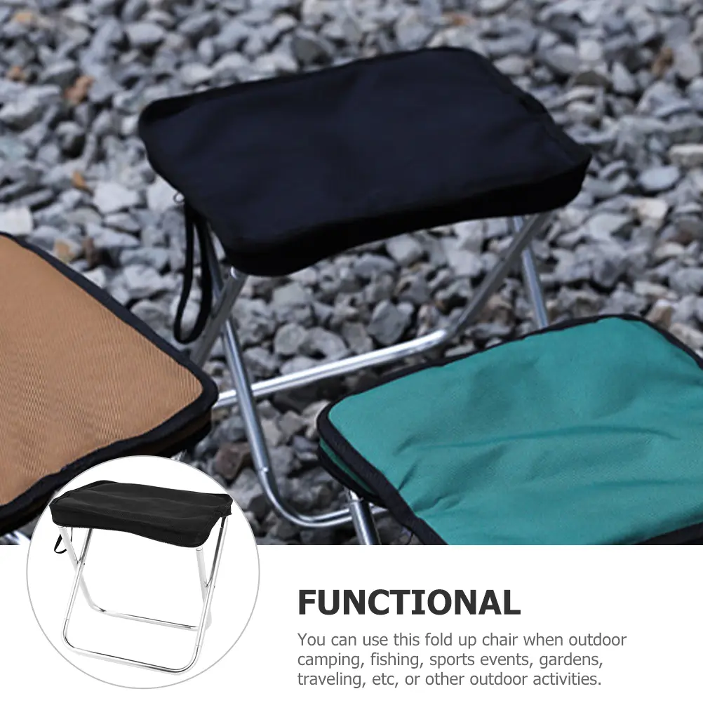 Camping Chair Foldable Stool Portable Bench Outdoor Lightweight Small Folding Chairs for Travel Black Easy Carry Gardening