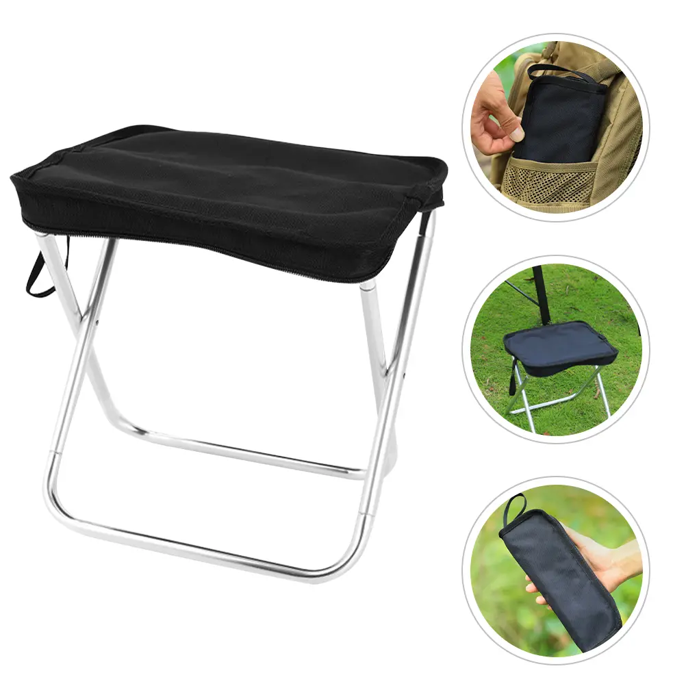 Camping Chair Foldable Stool Portable Bench Outdoor Lightweight Small Folding Chairs for Travel Black Easy Carry Gardening