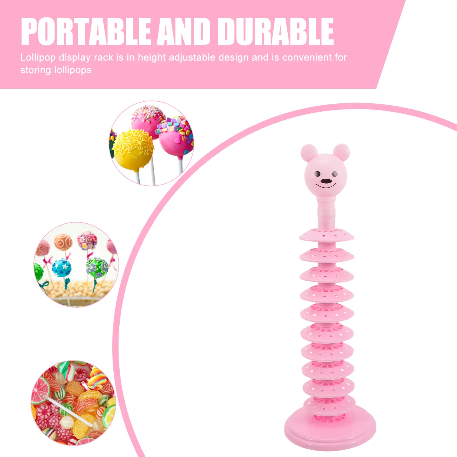 10 Layers Display Rack Pink Adjustable Multi layer Lollipop St Plastic Racks Storing Supplies Tabletop Holder