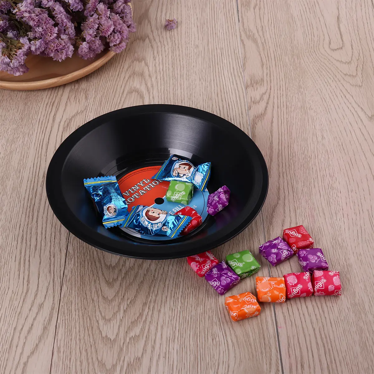 Retro Vinyl Bowl Record Storage Fruit Dish Music Lover Decor Large Ceramics Decoration Stylish Pattern Jewelry Bowls