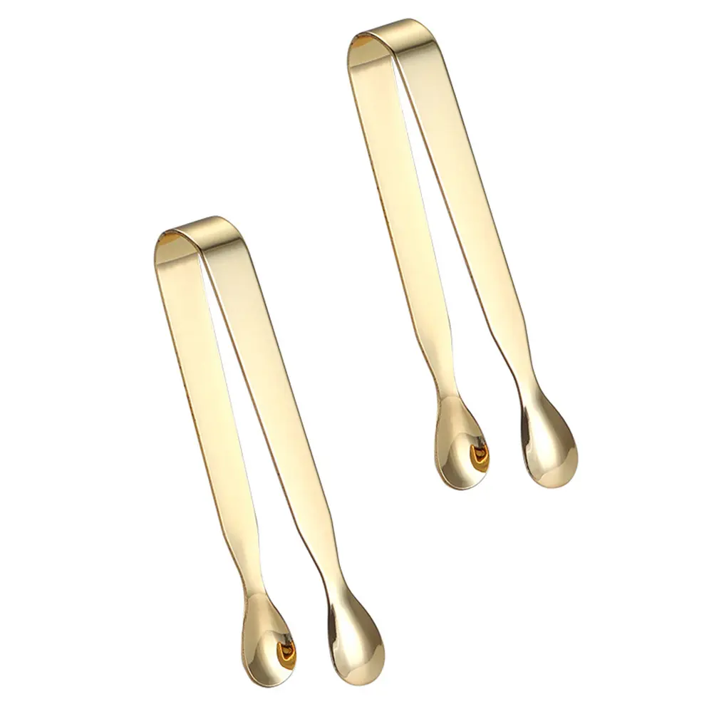 2pcs Stainless Steel Sugar Tongs Ice Cube Clips Mini Food Clamps Lightweight Serving Tools for Drinks Tea Coffee Juice