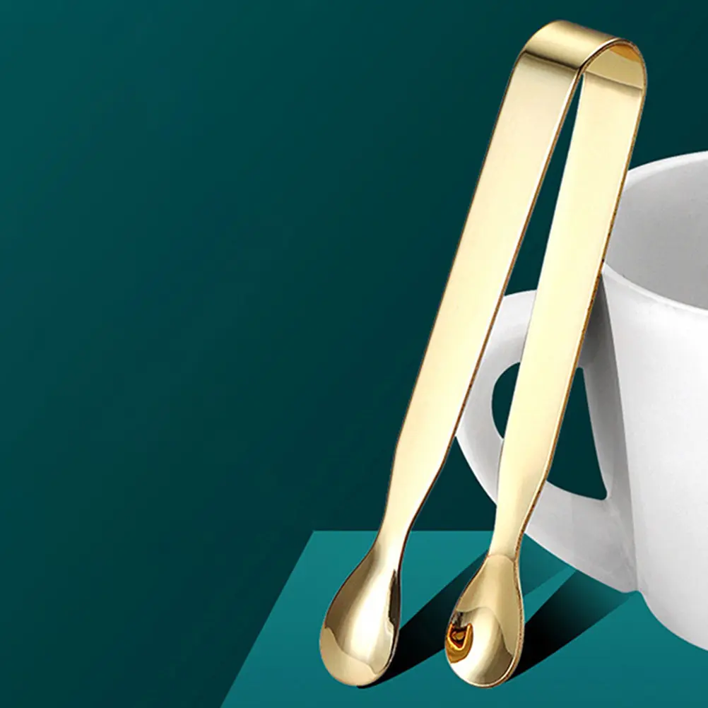 2pcs Stainless Steel Sugar Tongs Ice Cube Clips Mini Food Clamps Lightweight Serving Tools for Drinks Tea Coffee Juice