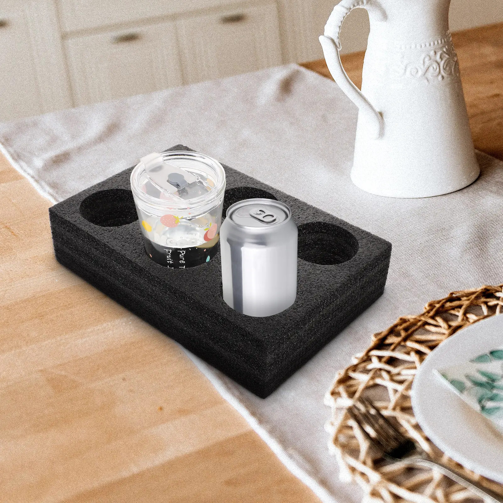 Six Hole Holder Black Plastic Sturdy Design For Coffee Drinks Milk Tea Beverage Holder Drink Carrier Tray Takeout