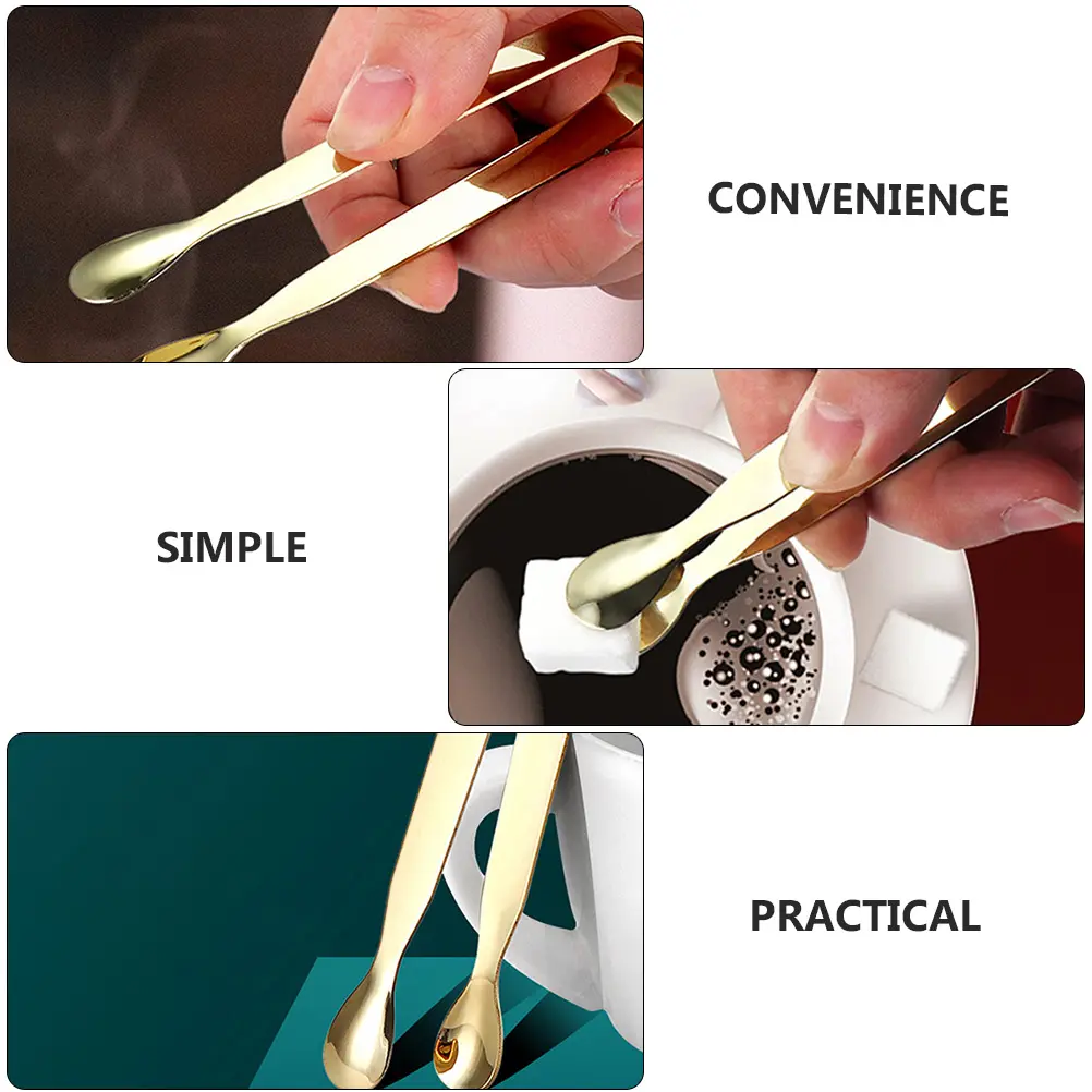 2pcs Stainless Steel Sugar Tongs Ice Cube Clips Mini Food Clamps Lightweight Serving Tools for Drinks Tea Coffee Juice