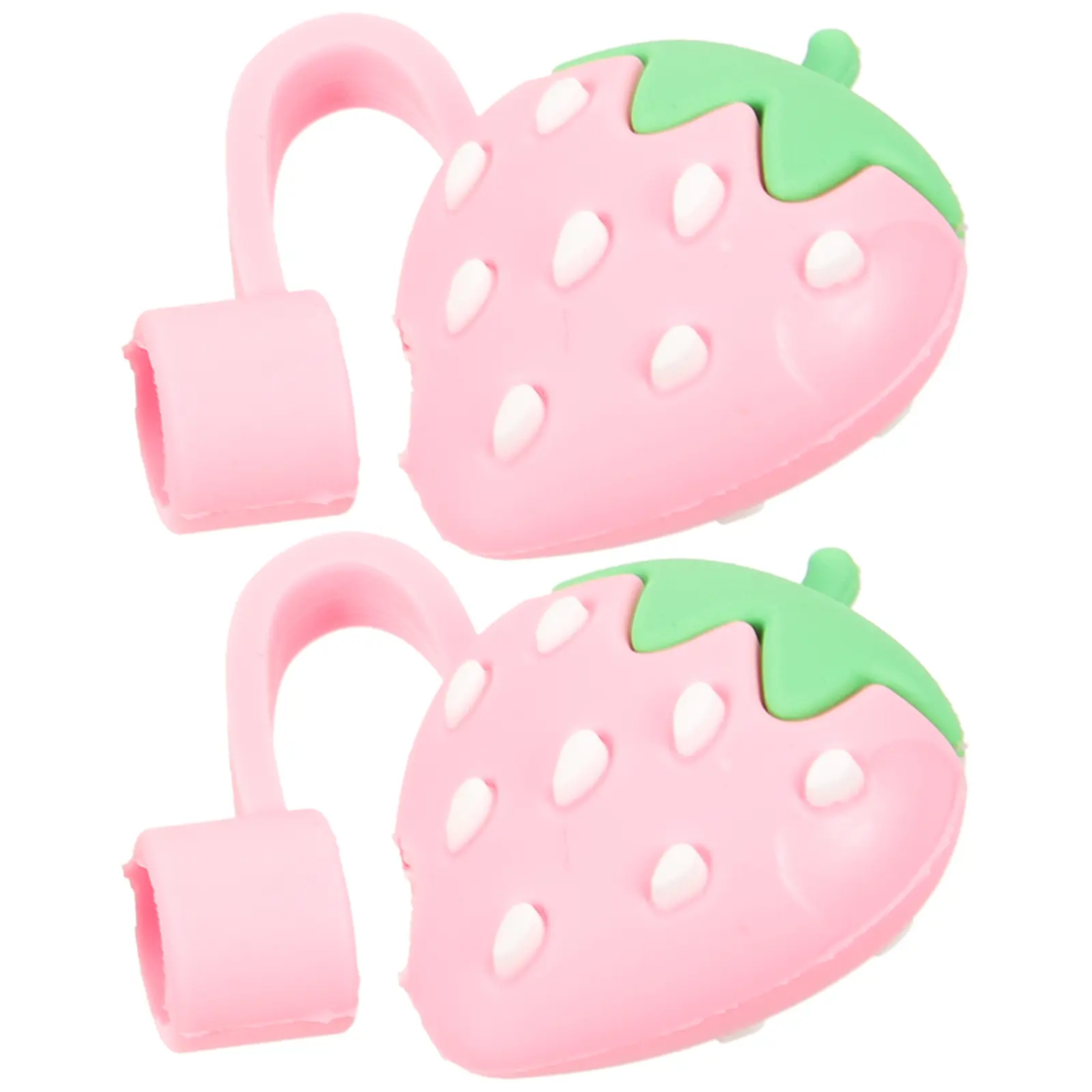 2Pcs Dust Cap Silicone Drinking Cute Strawberry Reusable Plug Straws Caps Party Accessory Straw Tip Cover Straw Cover Bar