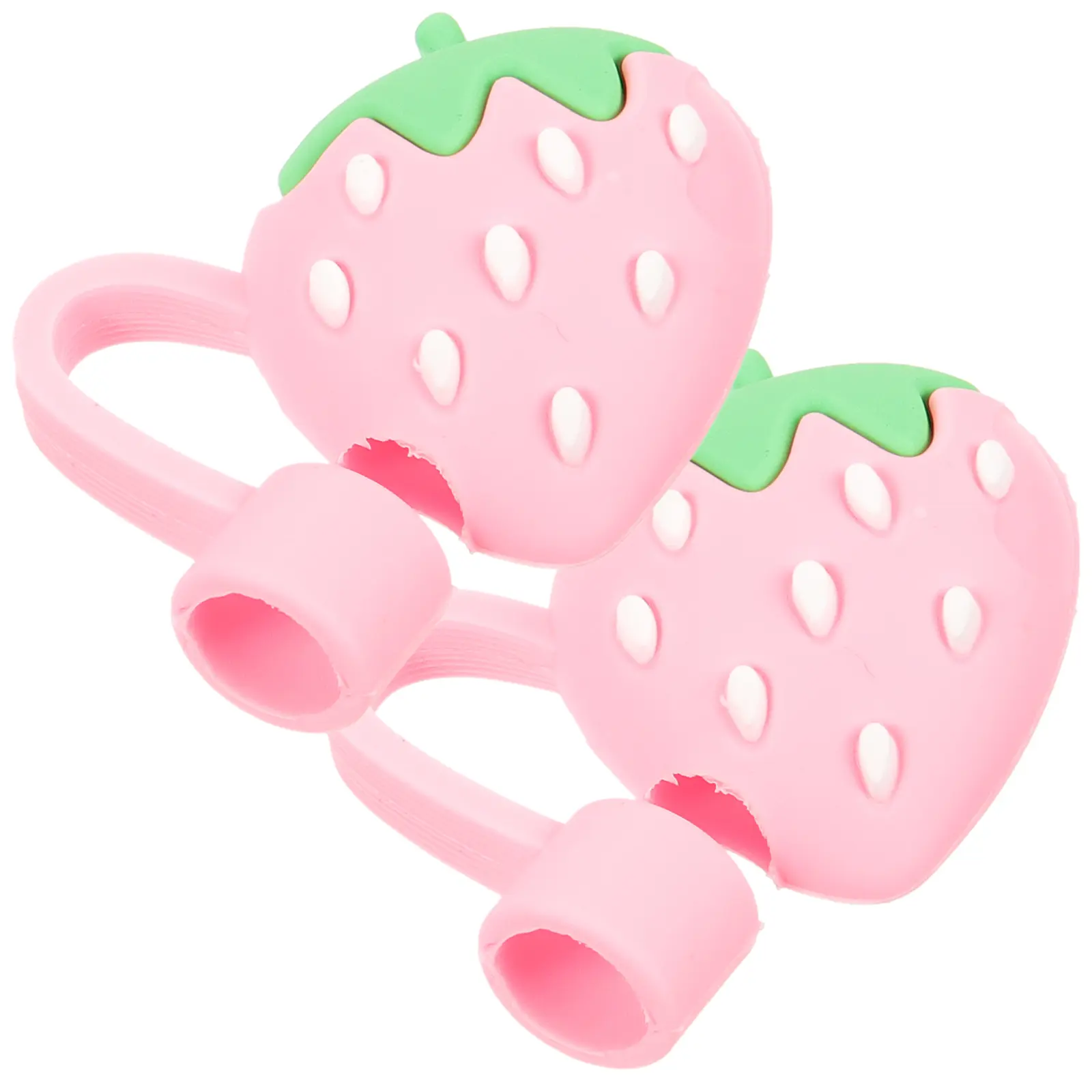 2Pcs Dust Cap Silicone Drinking Cute Strawberry Reusable Plug Straws Caps Party Accessory Straw Tip Cover Straw Cover Bar