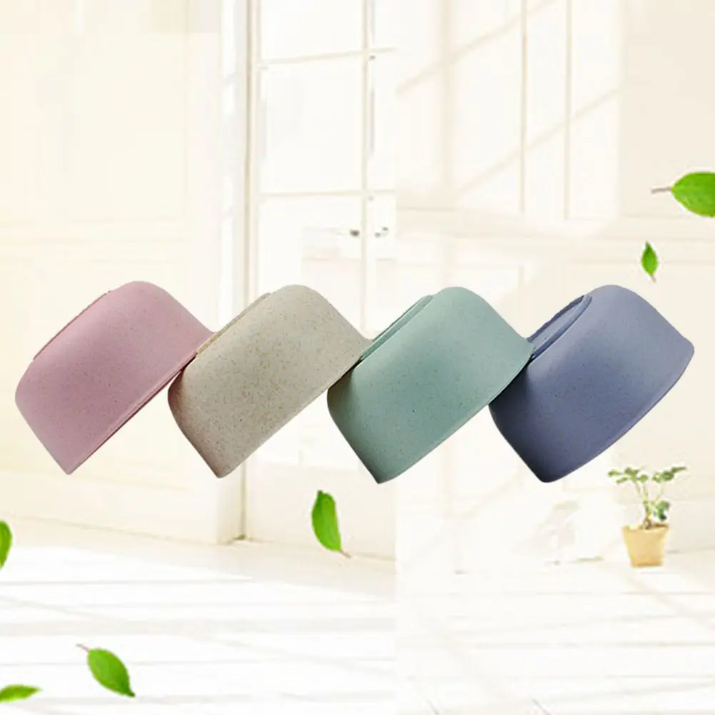 4pcs Sweet Dessert Bowl Set Kids Wheat Straw Bowls Child Tableware Suit Shatterproof Non Toxic Safe Environmental Biodegradable