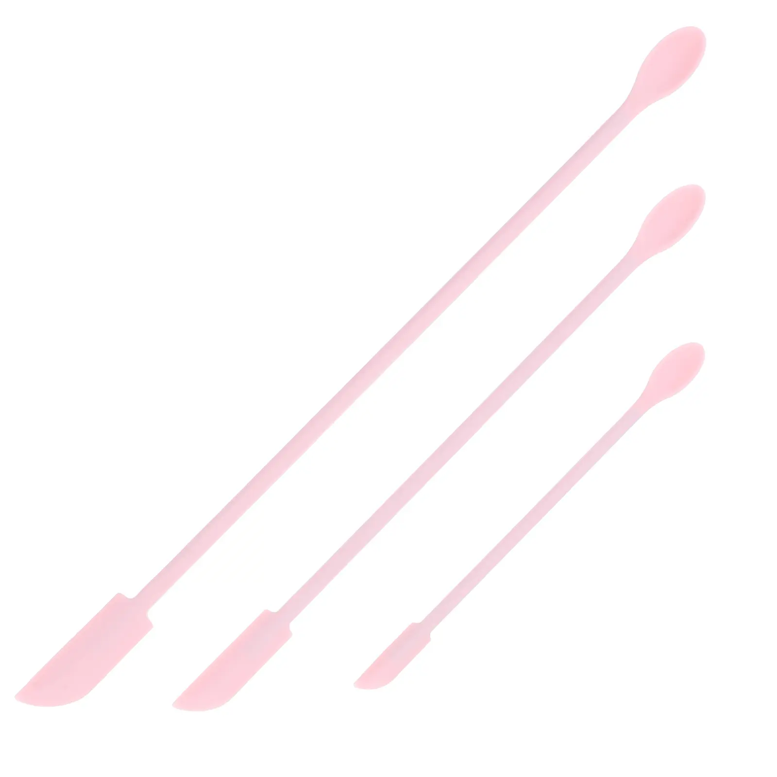 3 Pcs Silicone Makeup Spatula Set Pink Mini Face Scrapers Kitchen Beauty Tools Long Handle Fits Containers Easy Clean