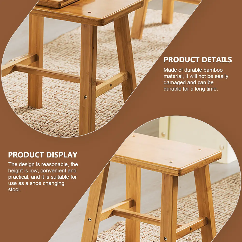 Bamboo Durable Non Slip Home Shoe Changing Kids Portable Wooden Stool Low Height Stepping Stool Stable Practical
