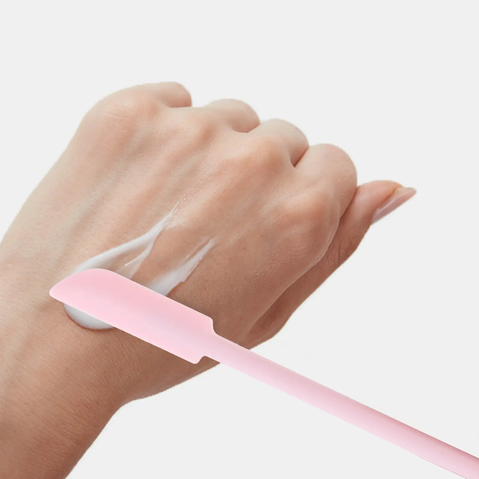 3 Pcs Silicone Makeup Spatula Set Pink Mini Face Scrapers Kitchen Beauty Tools Long Handle Fits Containers Easy Clean