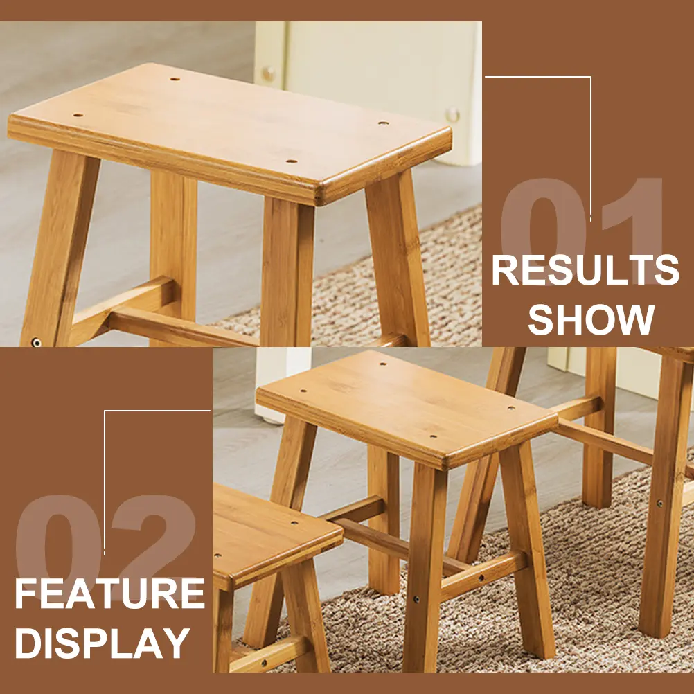 Bamboo Durable Non Slip Home Shoe Changing Kids Portable Wooden Stool Low Height Stepping Stool Stable Practical