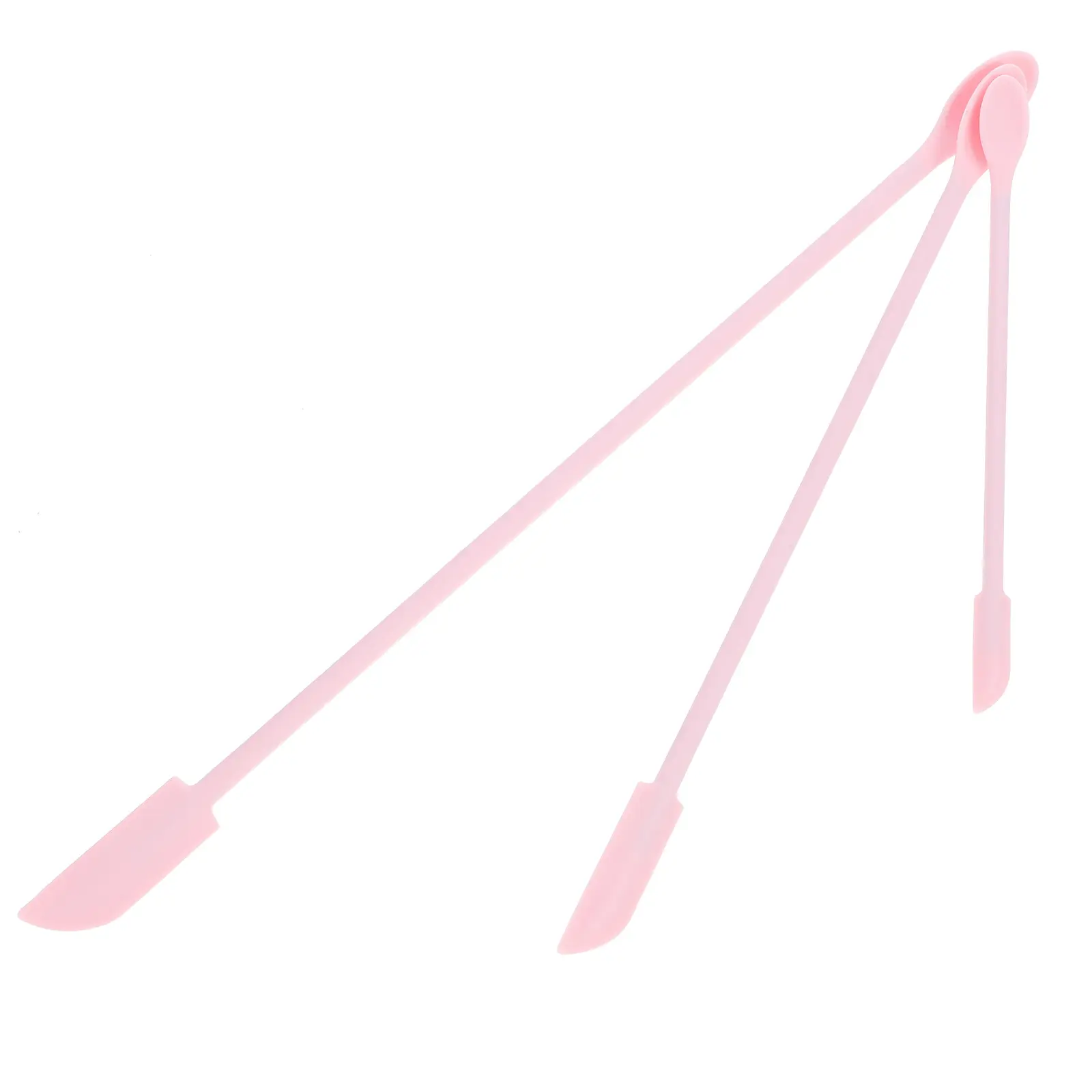 3 Pcs Silicone Makeup Spatula Set Pink Mini Face Scrapers Kitchen Beauty Tools Long Handle Fits Containers Easy Clean