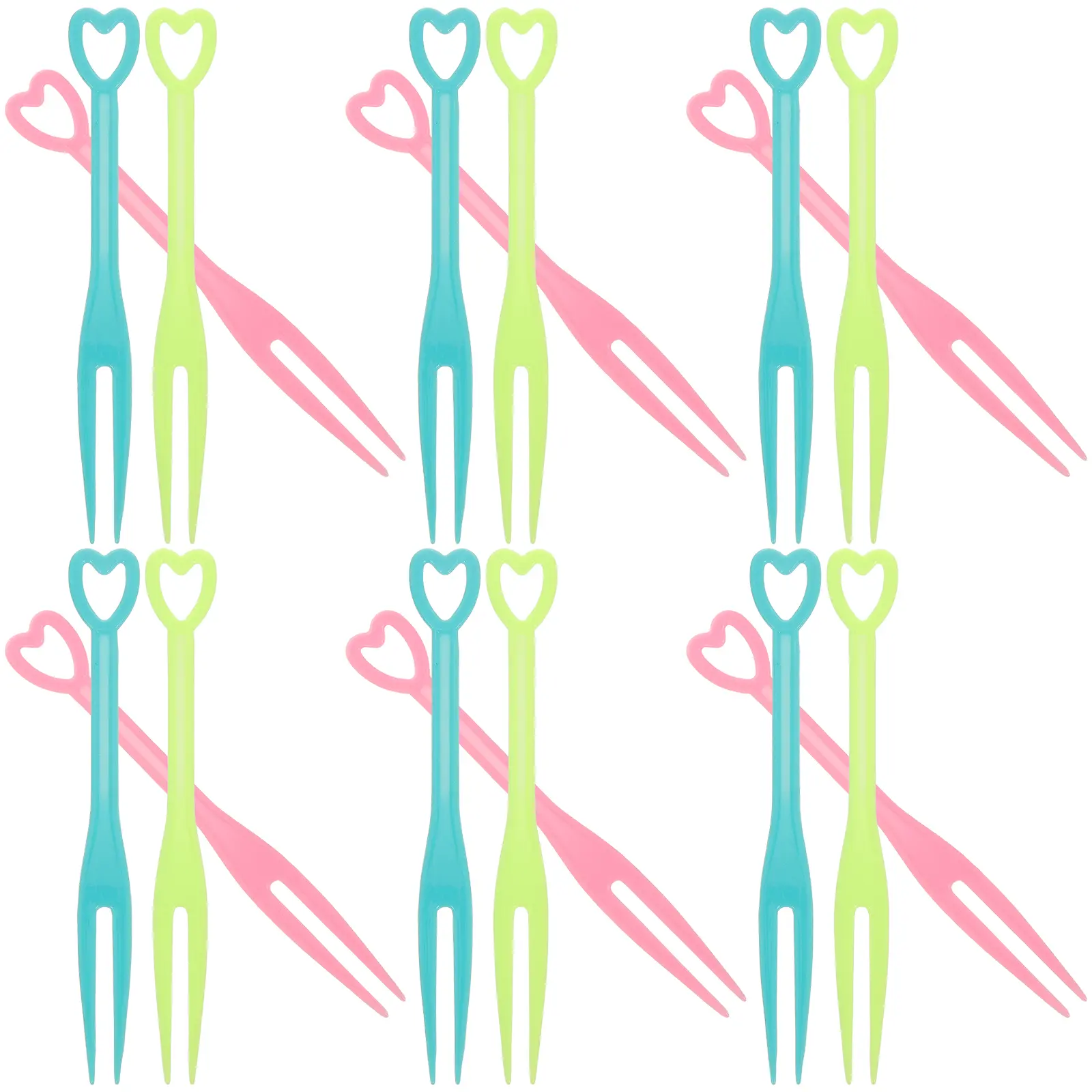 Fruit Forks Cake Salad Serving Utensils Reusable Plastic Household Tasting Kids Heart Picks Appetizer Snacks Forks Set