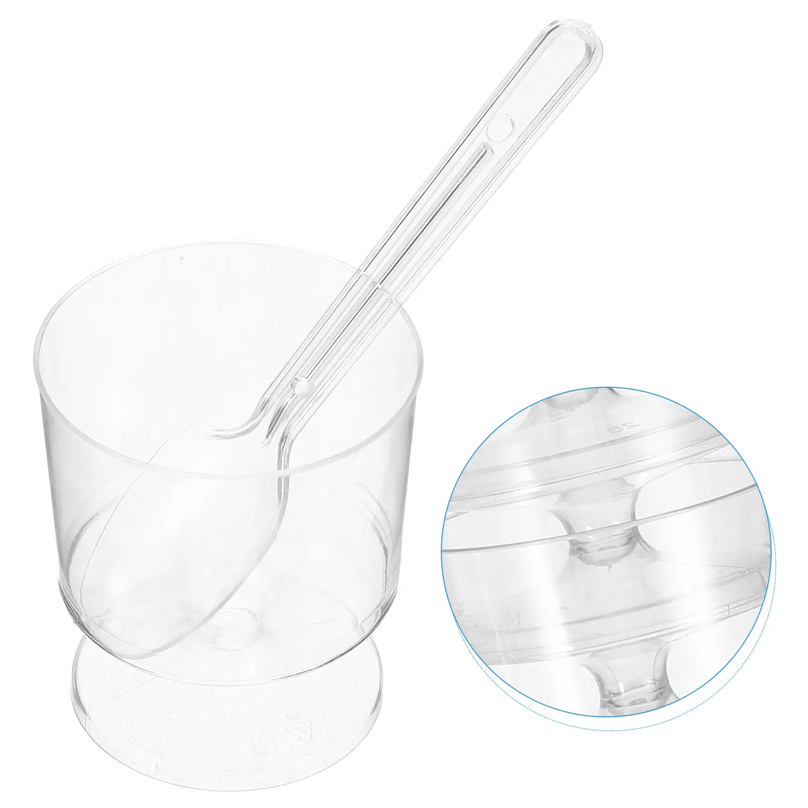 10 set Dessert Cups 2oz Transparent Sweetheart Shape Mini Pudding Cup Spoon Multi function Clear Dessert Cups Portable Compact