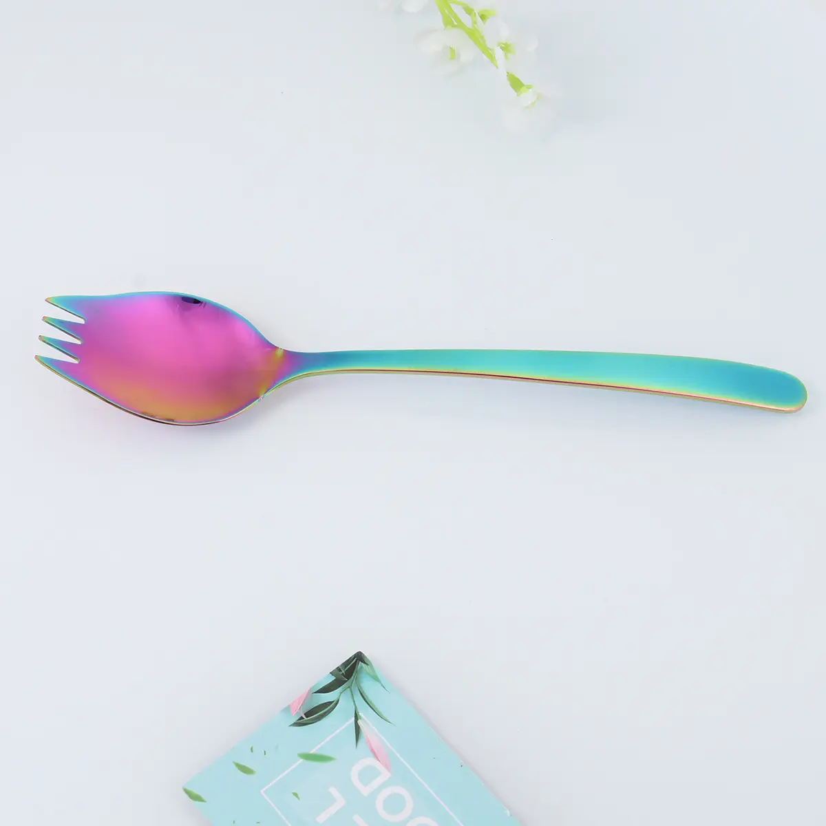 Creative 304 Stainless Steel Sporks Salad Noodles Heavy Duty Spoon Fork Combo for Kitchen Dinner (Colorful)