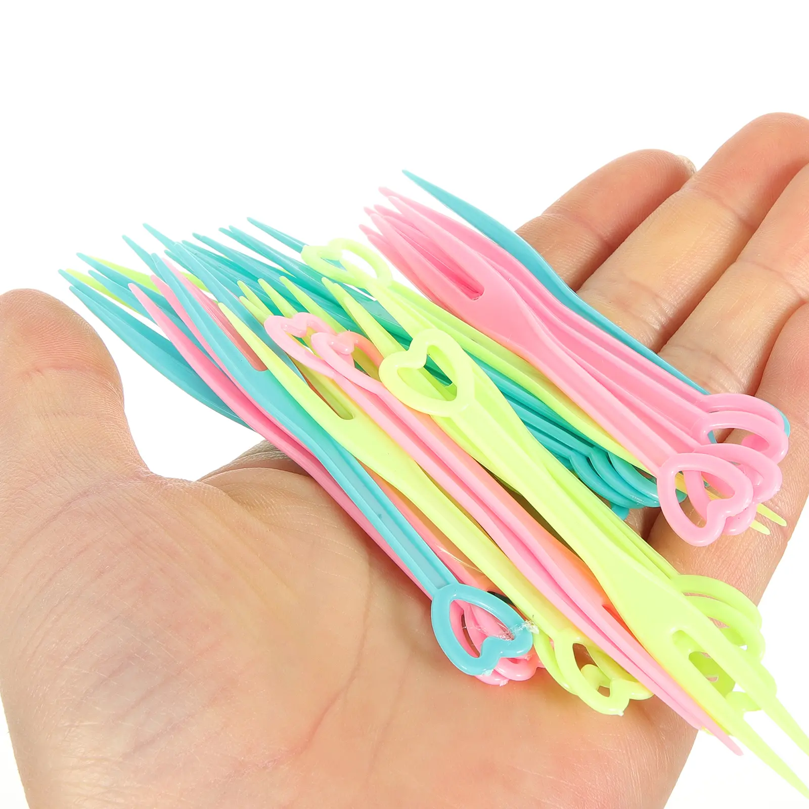 Fruit Forks Cake Salad Serving Utensils Reusable Plastic Household Tasting Kids Heart Picks Appetizer Snacks Forks Set