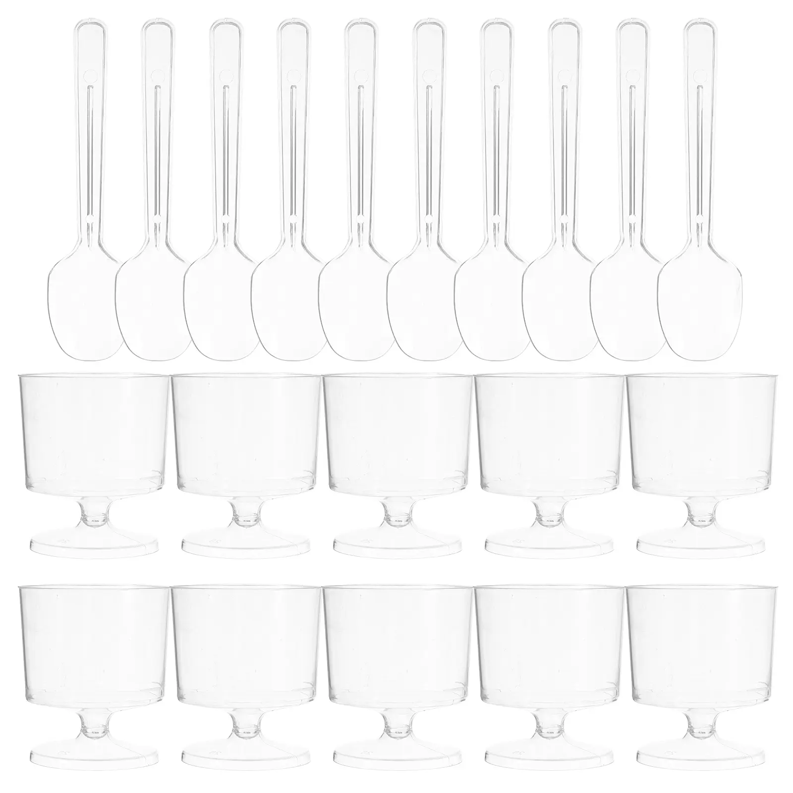 10 set Dessert Cups 2oz Transparent Sweetheart Shape Mini Pudding Cup Spoon Multi function Clear Dessert Cups Portable Compact