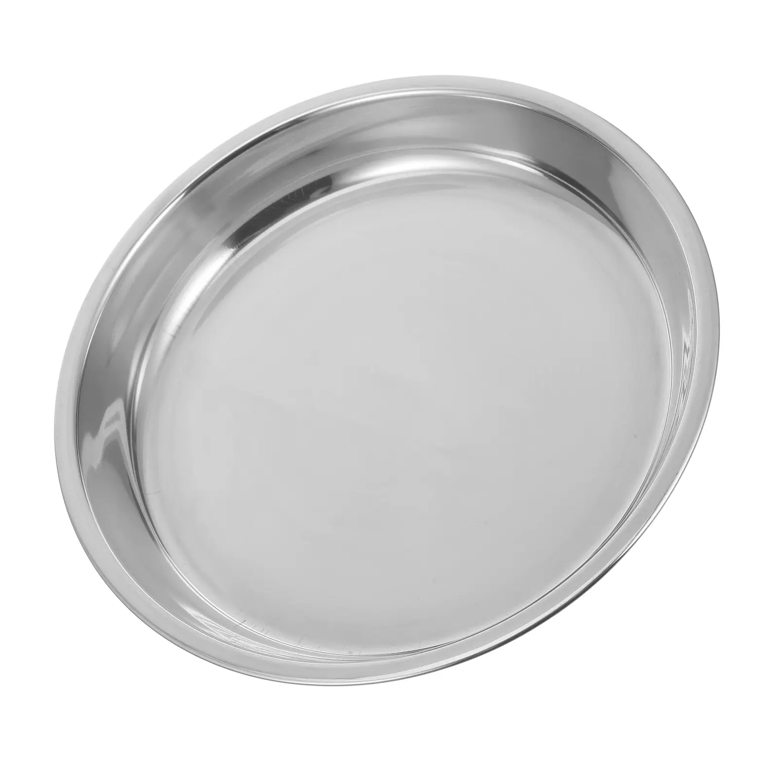 Stainless Steel Dinner Plate Round Barbecue Fruit Serving Platter Steaming Pans Party Food Tray Large Size Flat Bottom