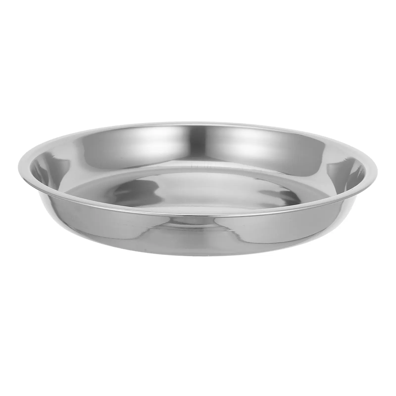 Stainless Steel Dinner Plate Round Barbecue Fruit Serving Platter Steaming Pans Party Food Tray Large Size Flat Bottom