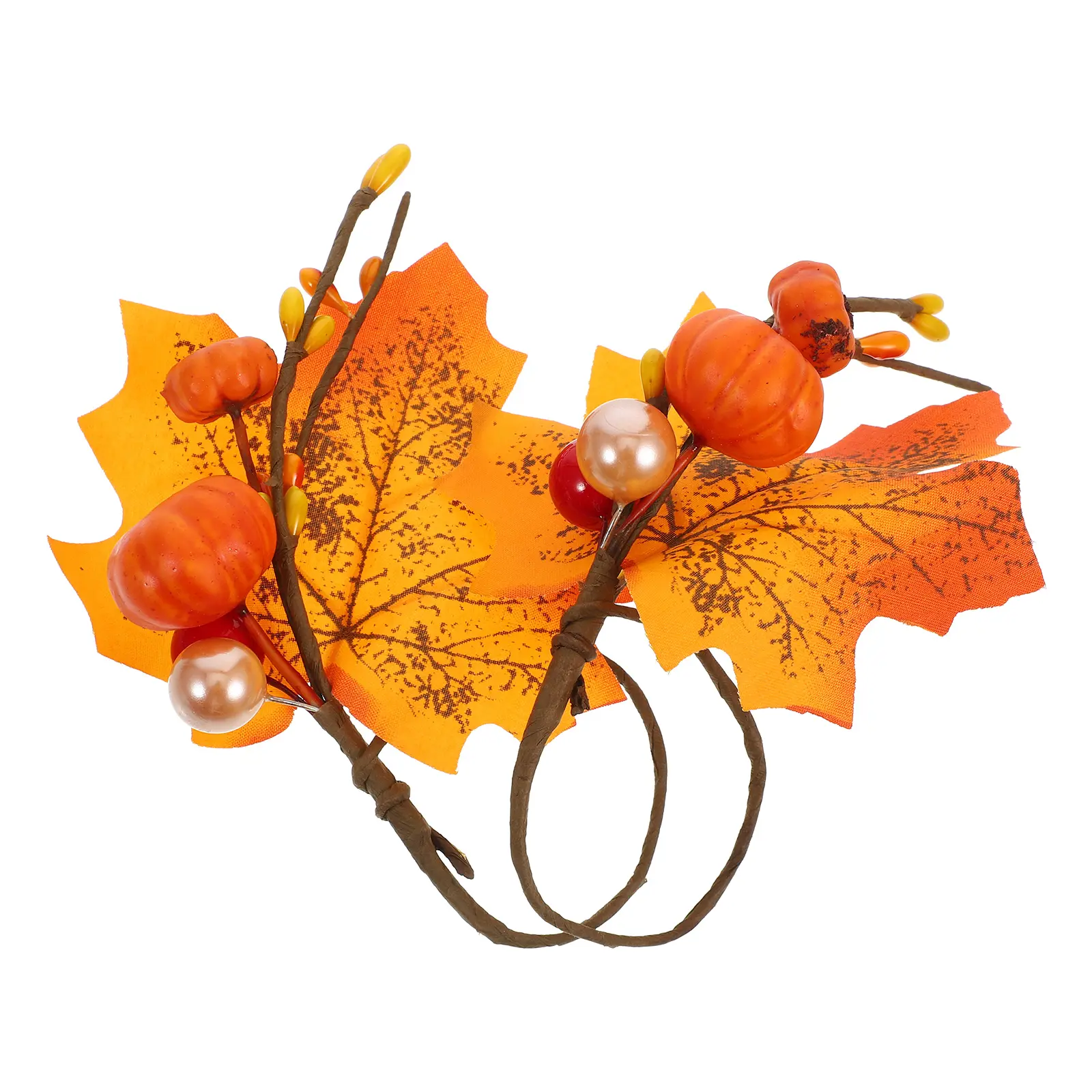 2pcs Napkin Rings Maple Leaf Eucalyptus Berry Pumpkin Fall Thanksgiving Decorative Table Adornment Serviette Holder Kitchen Bar