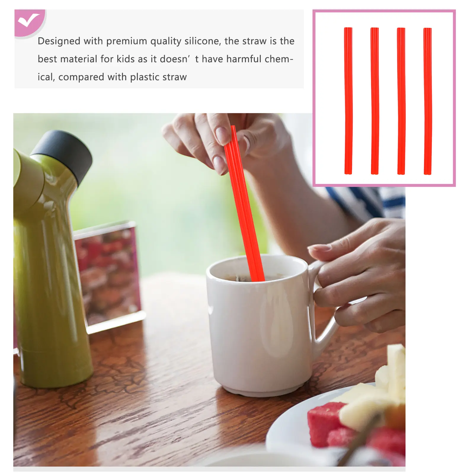 4 Pcs Straw Silicone Love Cocktail Heart Shape Design Straws Travel Smoothie Reusable