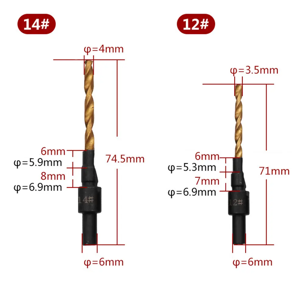 5 pcs Countersink Drill Bit Set High Speed Steel Durable for Wood Plastic Metal DIY Building Engineering Tool Parts