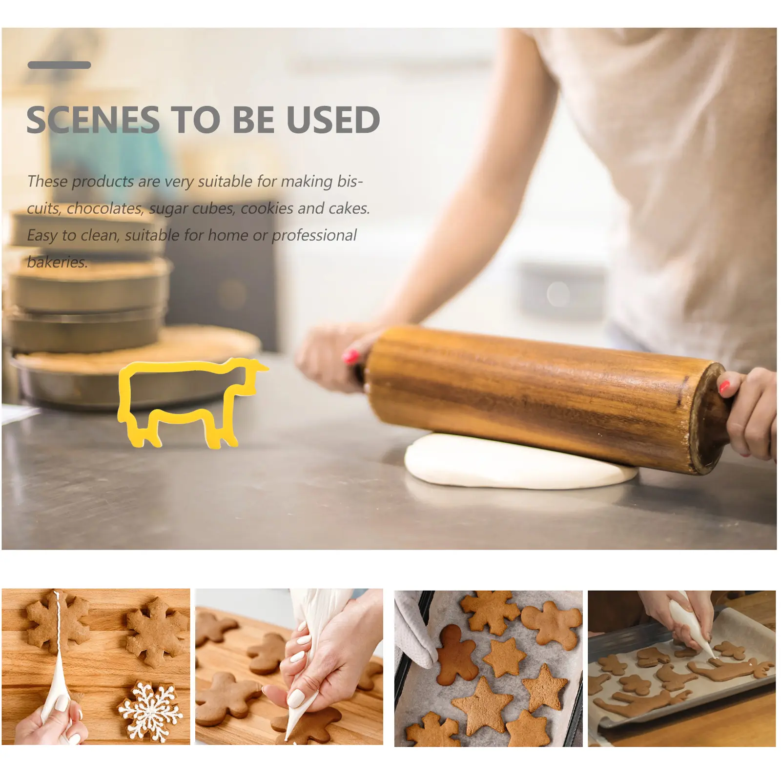 6pcs Animal Cookie Molds Cute Baking Toys Premium Plastic Non Toxic Farm Animals Biscuit Tools Cookie Mold Shapes Kids