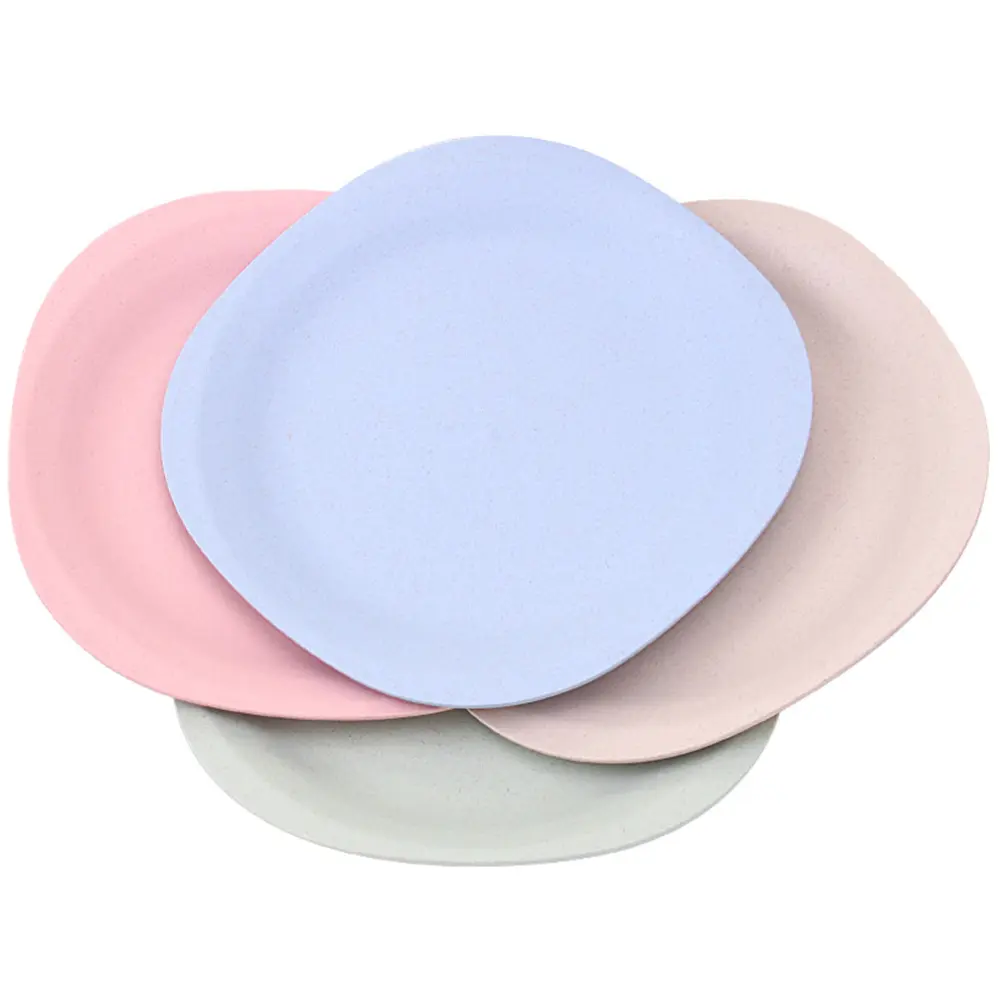 4 Pcs Square Plates Set Food Grade Material Microwave Safe Kids Platters Fruit Storage Container Dessert Kitchen