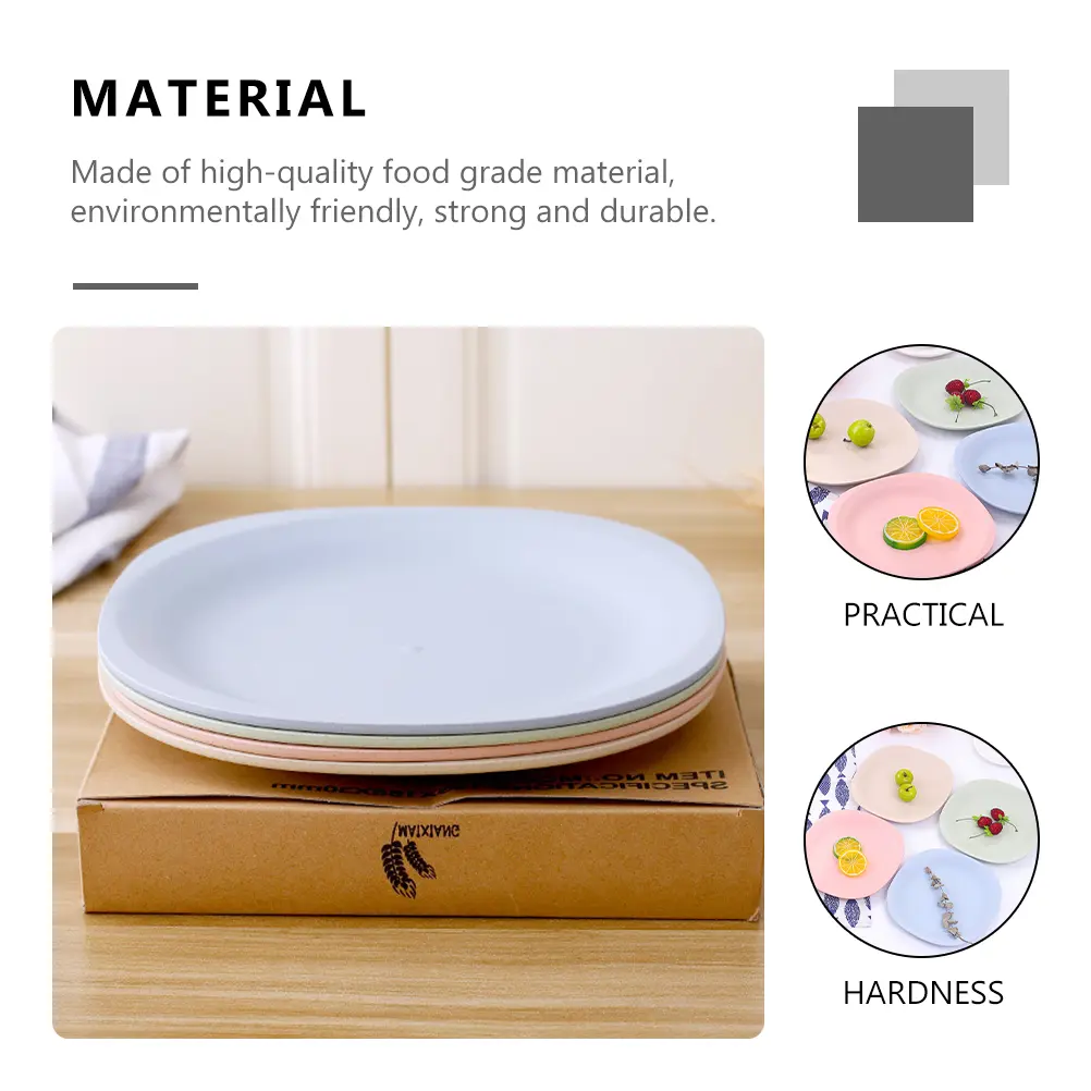 4 Pcs Square Plates Set Food Grade Material Microwave Safe Kids Platters Fruit Storage Container Dessert Kitchen