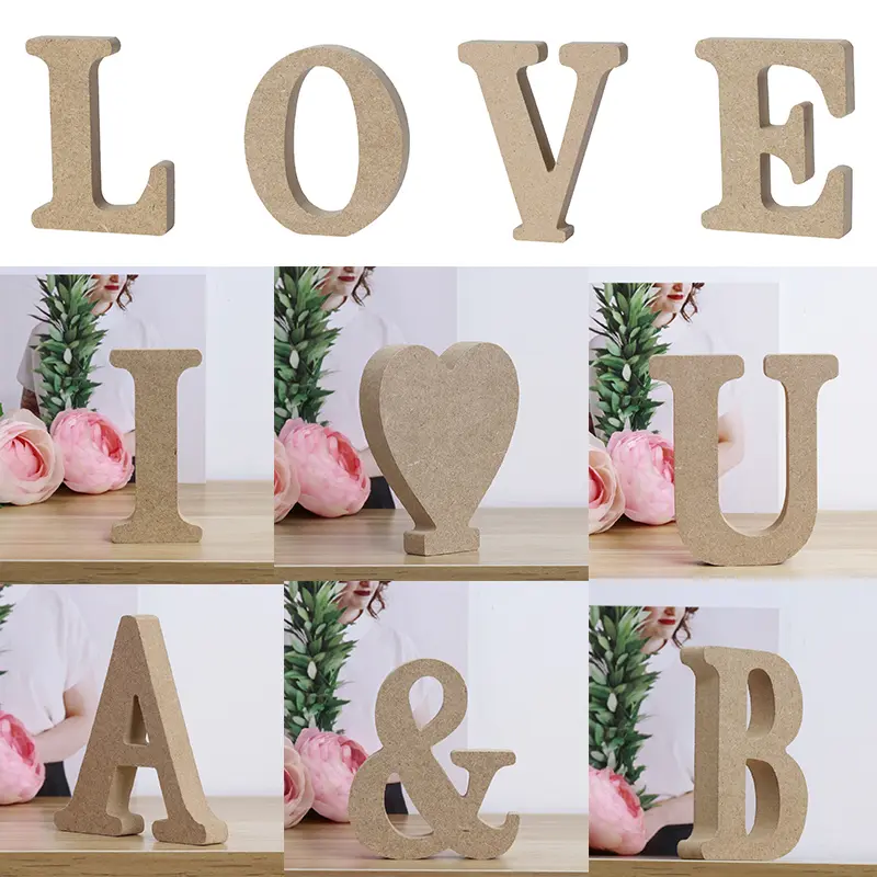 Wooden Alphabet Letters Wall Decor Plaques Home Office Nursery Kids Room Wedding Party Craft Educational Learning Toy