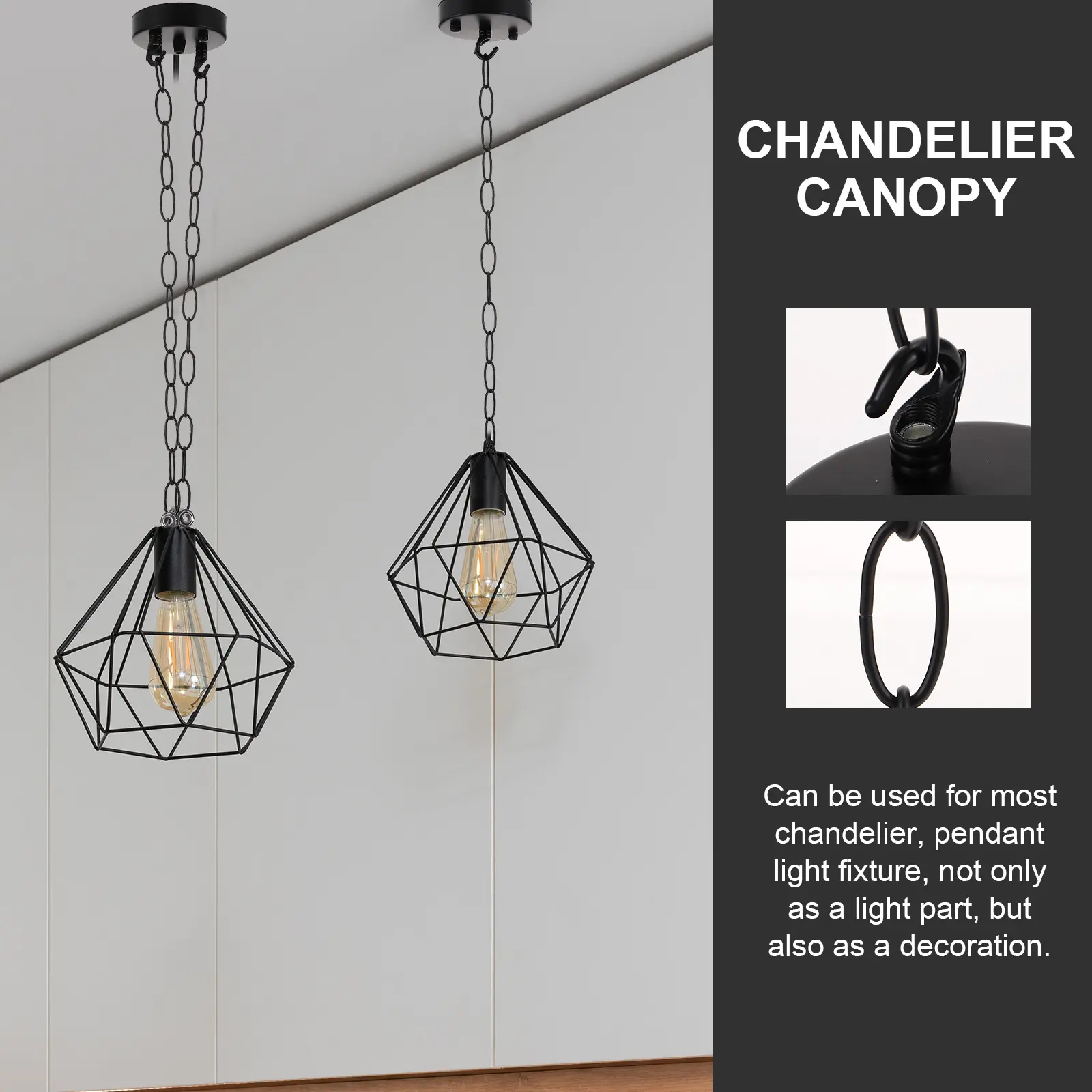 1 set 1 set 1 Set Heavy Duty Iron Chandelier Canopy Plate Rust Resistant Ceiling Light Mounting Bracket Pendant Light Chain Kit