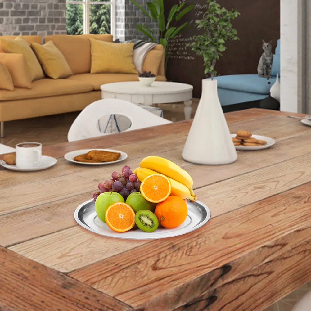 Stainless Steel Oval Pan Breakfast Tray Snack Food Fruit Plate Dish Dinner Plates Platter