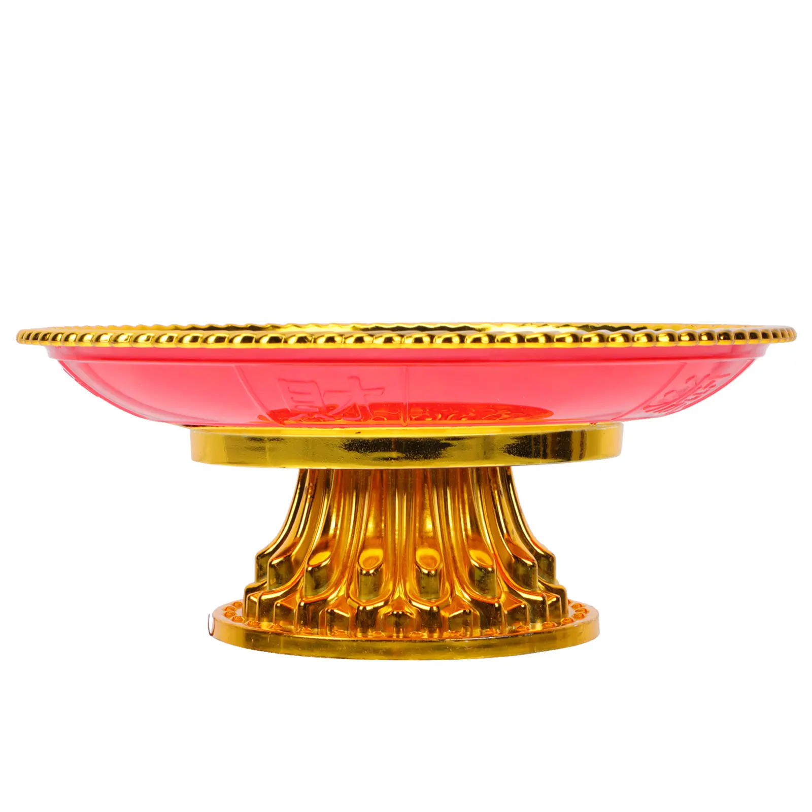 Golden Offering Plate Plastic Temple Serving Tray Bright Color Easy Clean Eastern Deity GiftBuddhist Storage